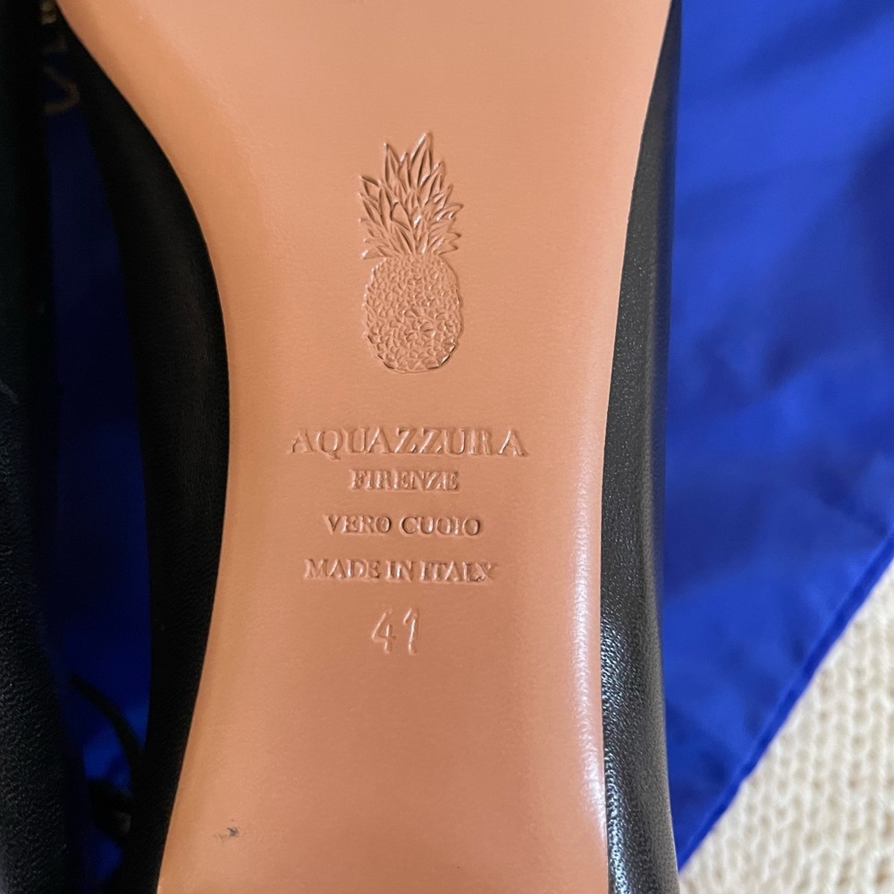 Aquazzura Christy Lace-Up Pointed-Toe Black Flats - Picture 11 of 14